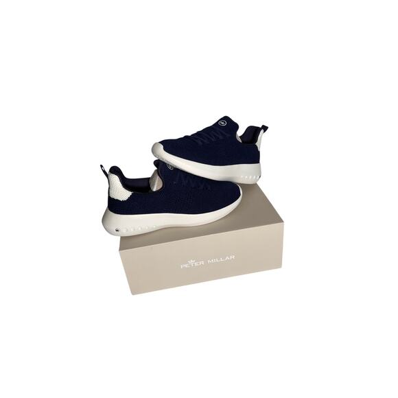NWT Peter Millar Navy Knit Sneakers | Lightweight Comfort & Modern Style - Picture 1 of 7
